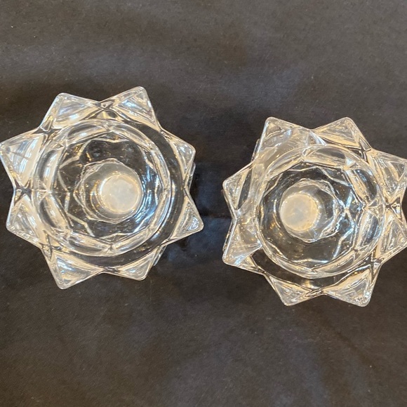 MIKASA CLEAR CRYSTAL SPARKLING STAR VOTIVE & TEA LIGHT CANDLE HOLDER SET NEW. - Picture 3 of 6